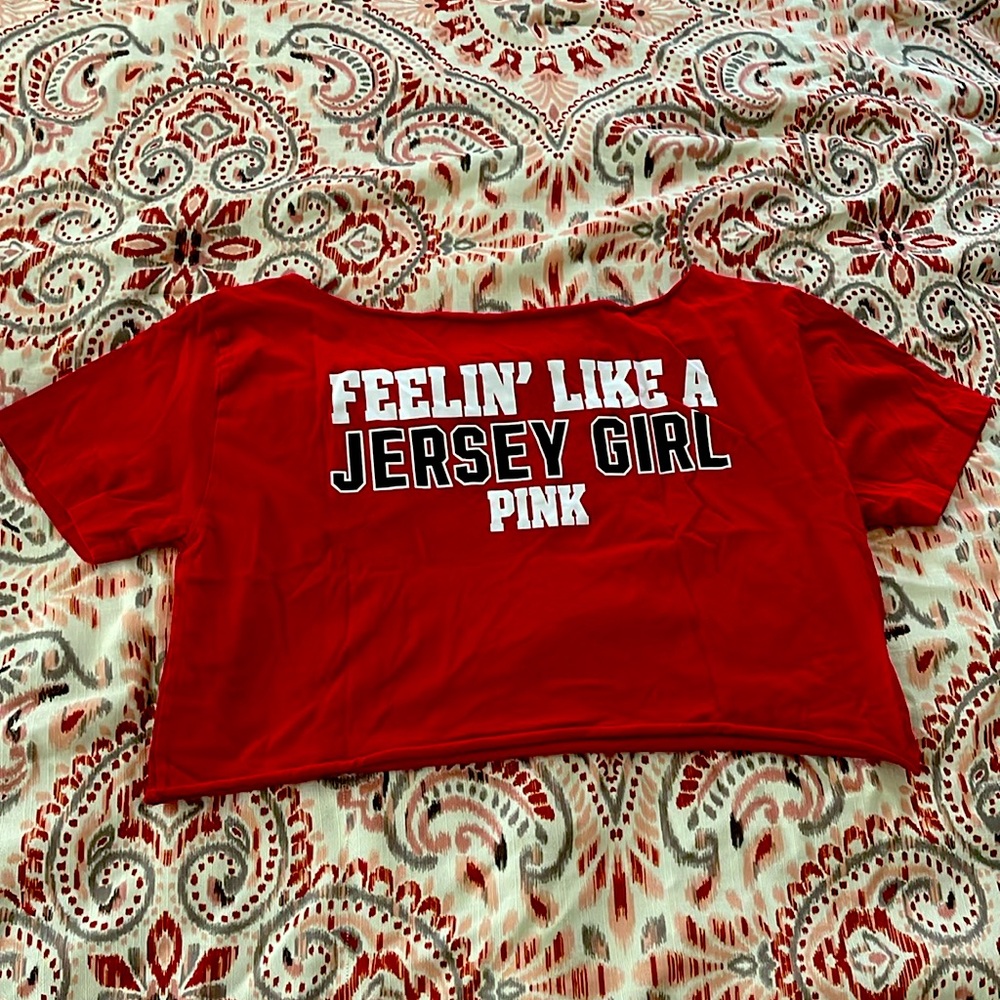 PINK® Rutgers University red crop top (LARGE)